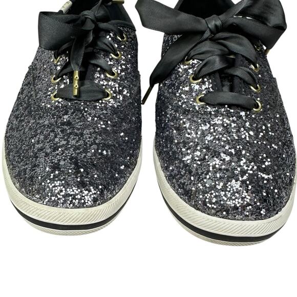 Keds X Kate Spade New York Glitter Lace Up Sneakers Pewter Size 7 - Picture 3 of 10